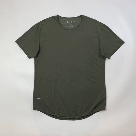 Bylt T Shirt Mens L Evergreen Silver Drop Cut Short Sleeve Micro Print Stretch - Picture 2 of 10